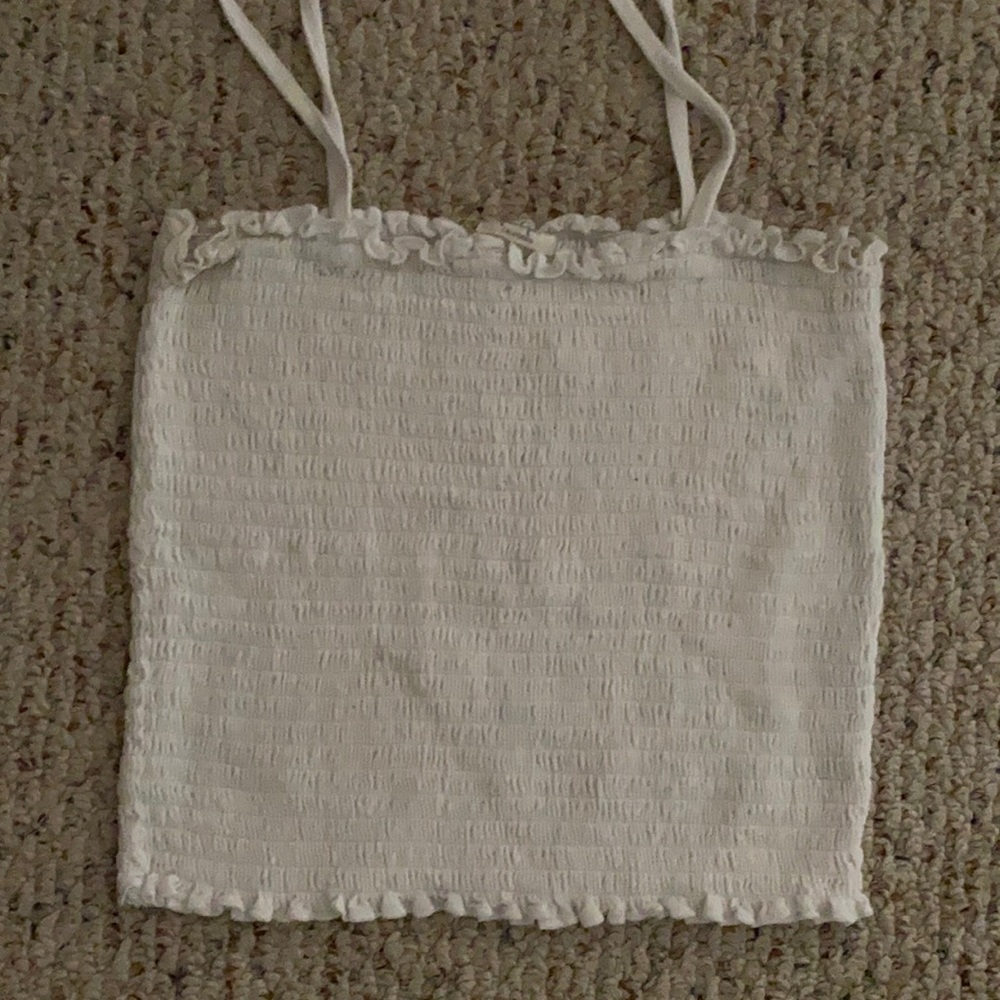 Brandy Melville ruffled white tank top